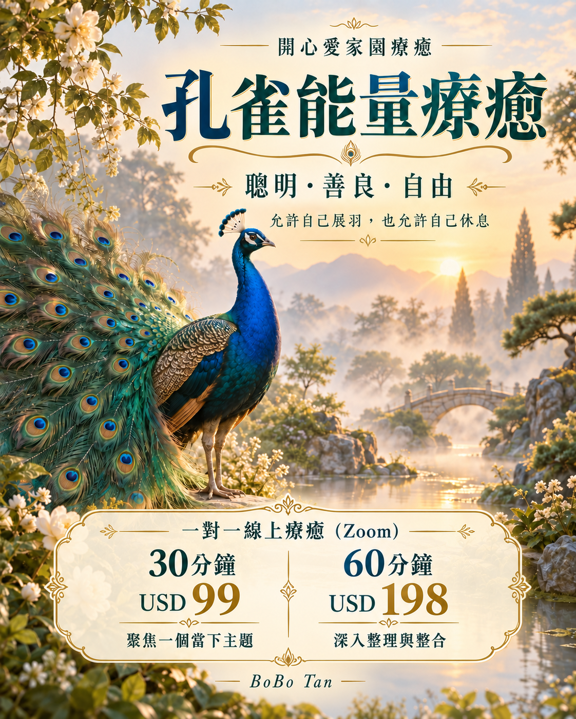 孔雀能量療癒服務海報